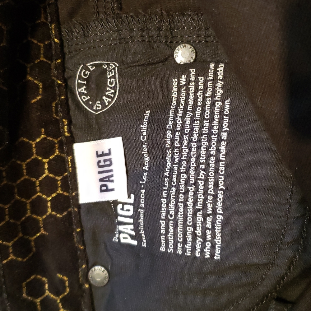 Paige USA NEW Velvet Verdugo Honeycomb Ultra Skinny Jeans Black Gold Womens 🎉HP - Picture 10 of 15
